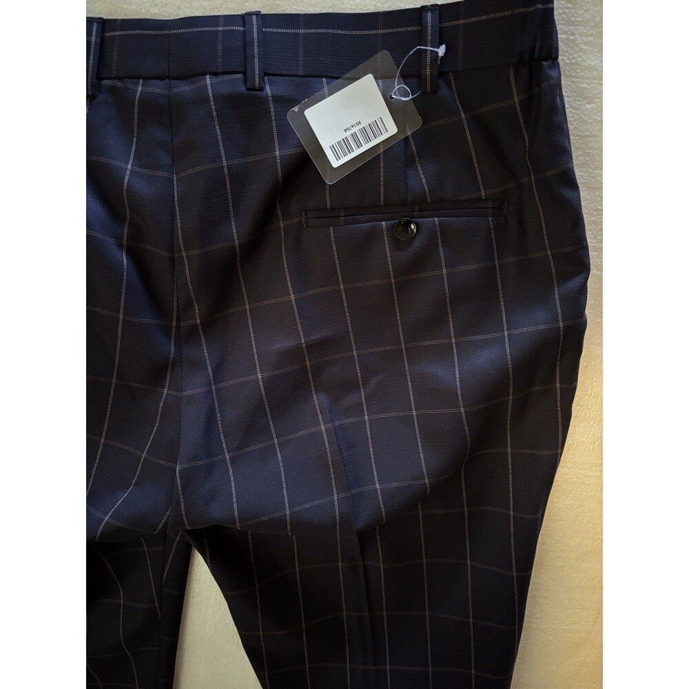French Crown Dress Pants Size 36 Blue Windowpane